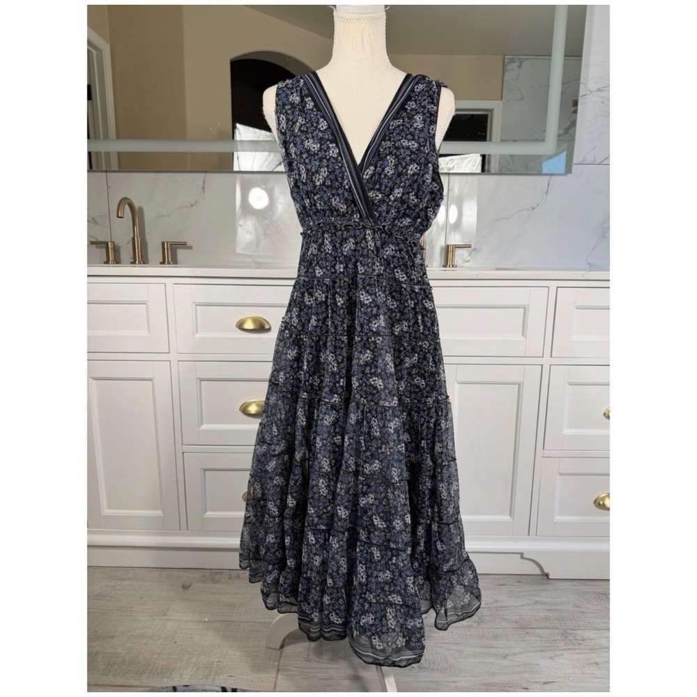 Max Studio Navy Floral Midi Dress